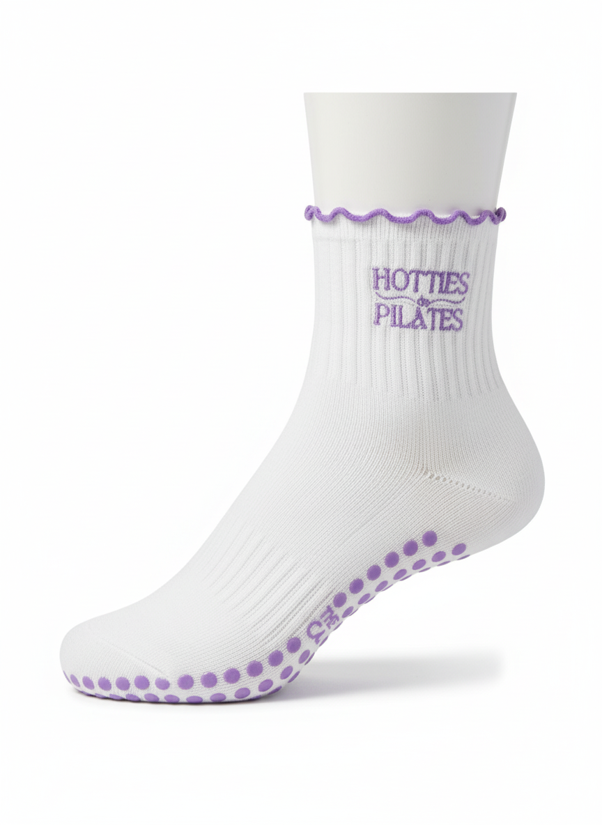 Hotties Do Pilates | Purple Ruffle Grip Socks