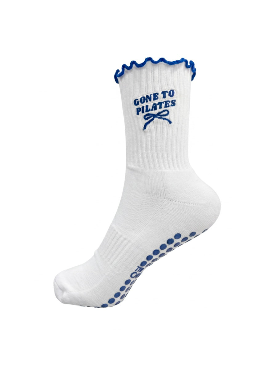 Gone To Pilates | Blue Ruffle Grip Socks