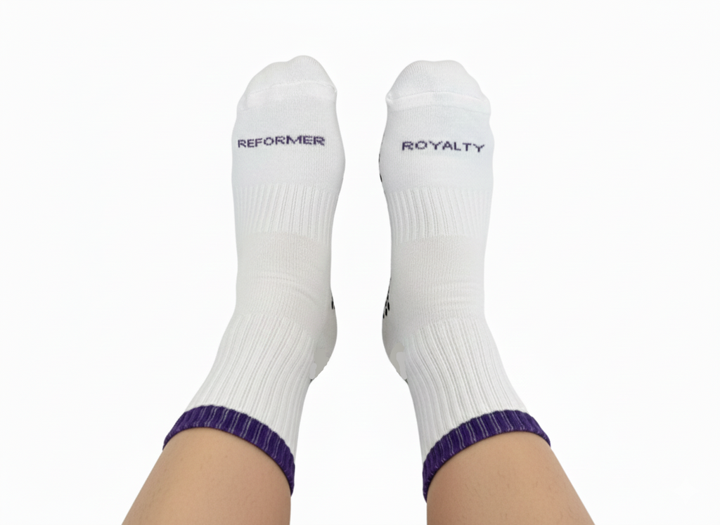 Reformer Royalty | Purple Stripe Grip Socks