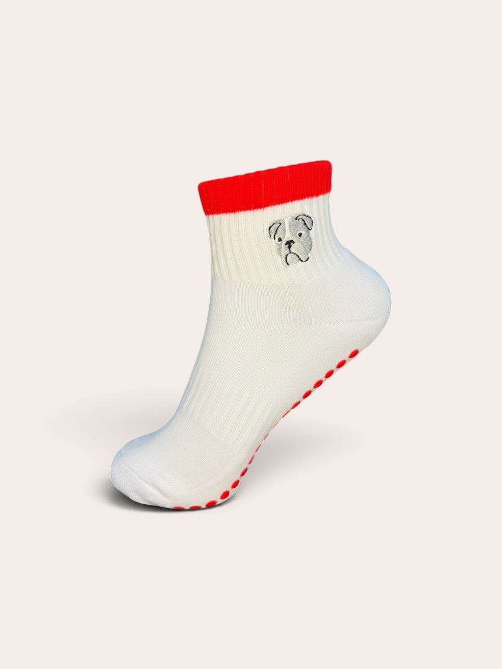 Red Bulldog Grip Socks