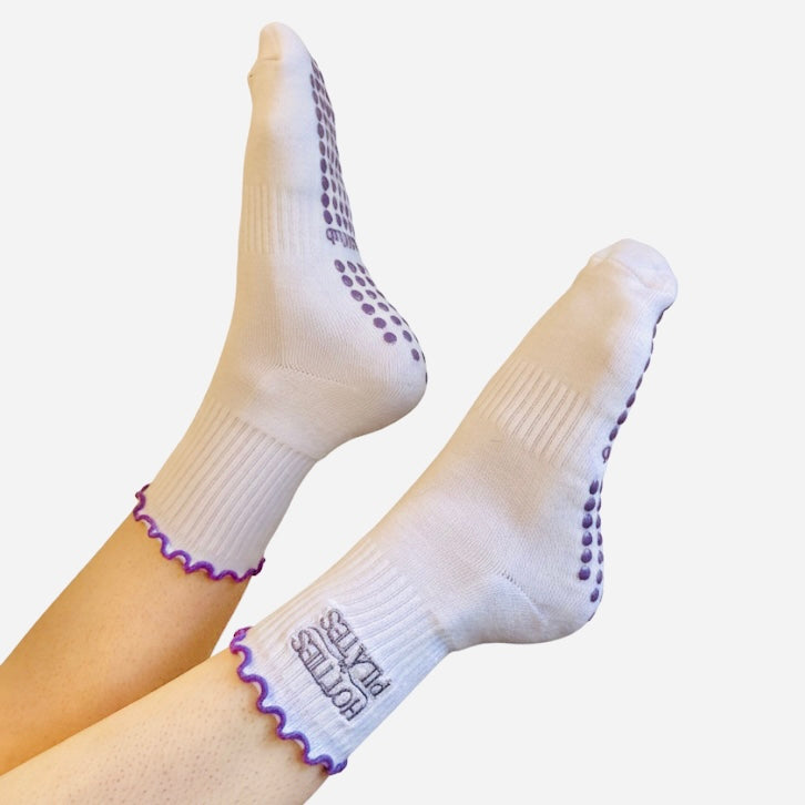Hotties Do Pilates | Purple Ruffle Grip Socks